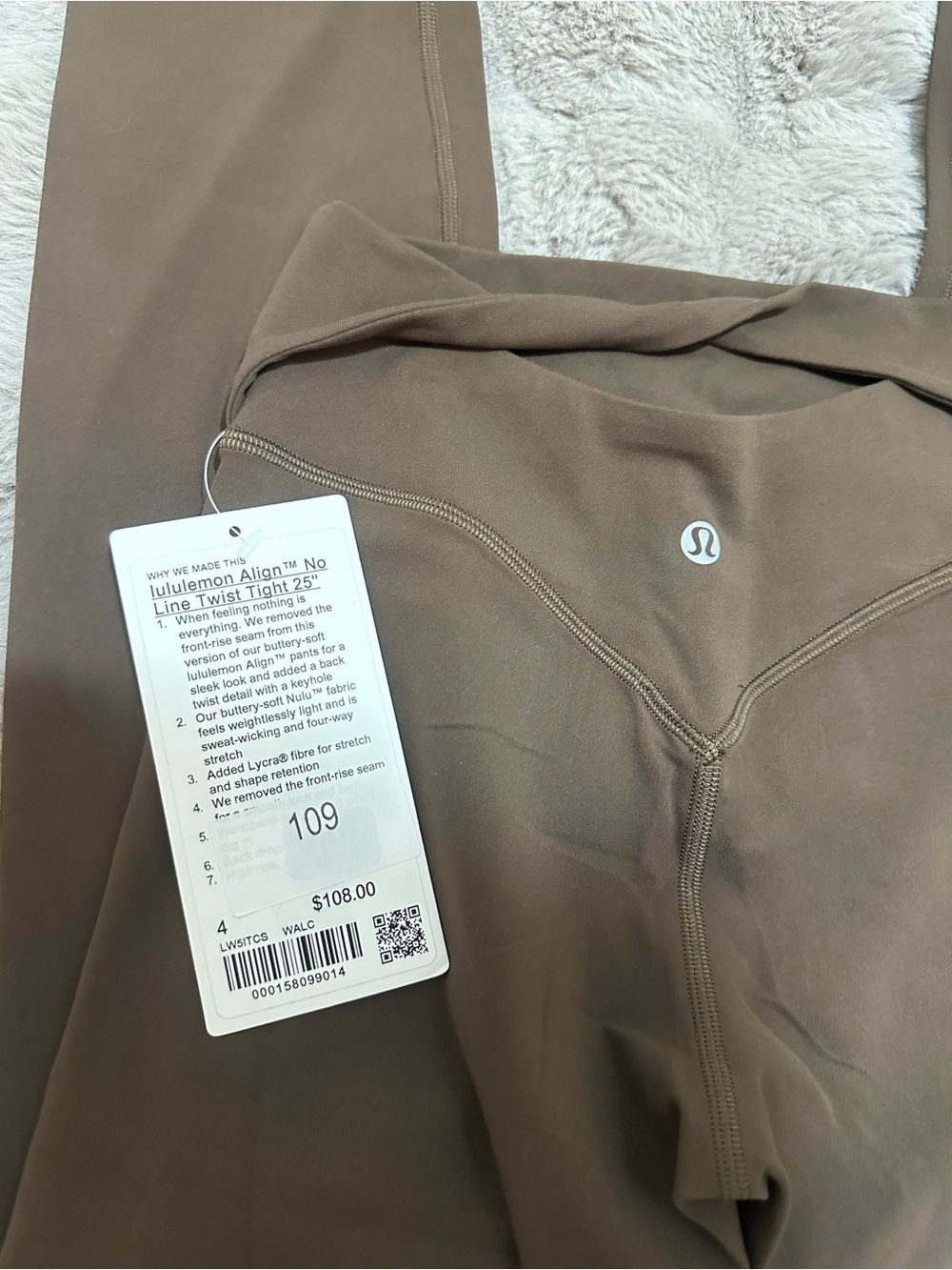 NWT lululemon Align ™ No Line Twist Tight 25" Size 4 Walnut crunch - Picture 3 of 5
